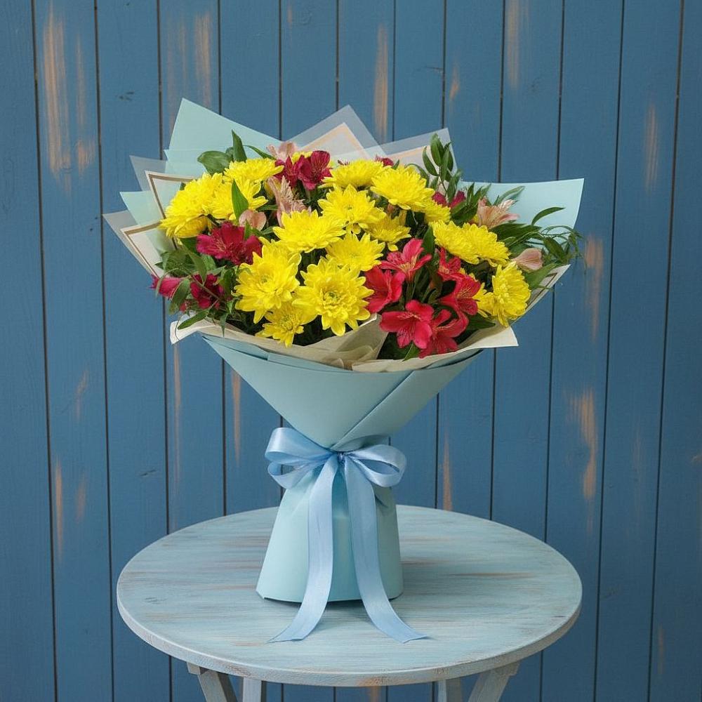 Букет цветов из: Альстромерии и Хризантемы в Подгородней Покровке