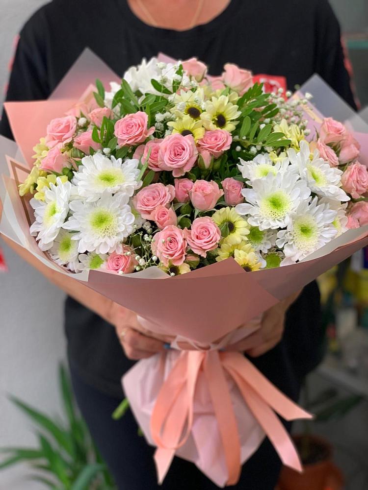 Букет цветов из: Розы и Хризантемы в Подгородней Покровке