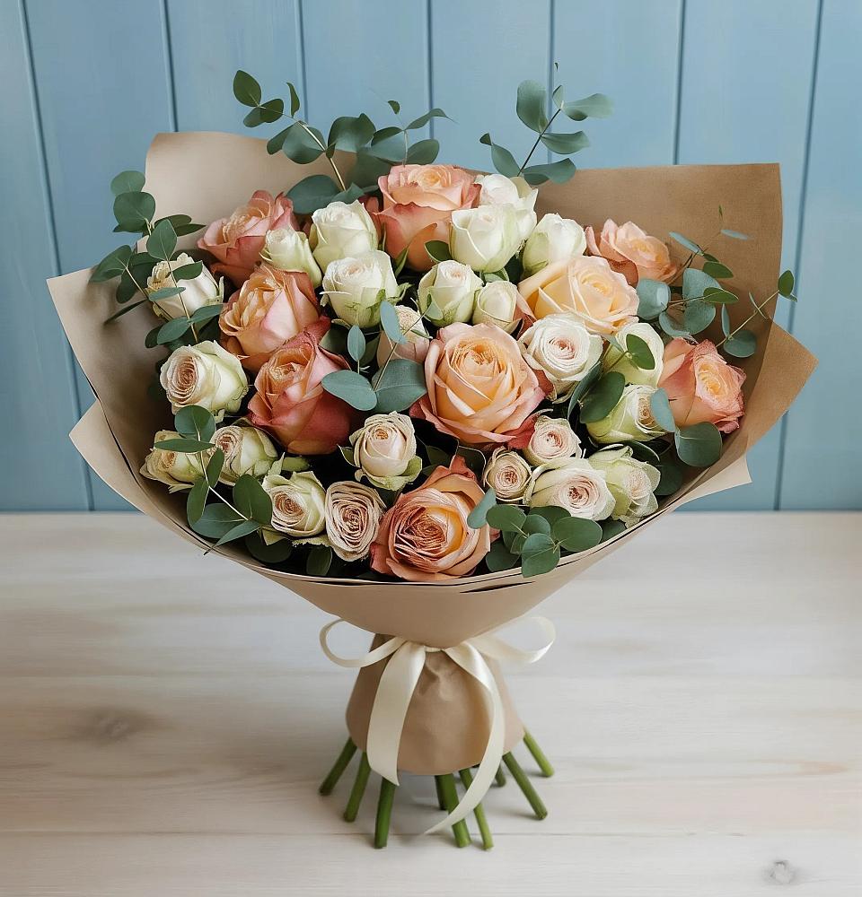 Букет цветов из: Альстромерии и Розы в Подгородней Покровке