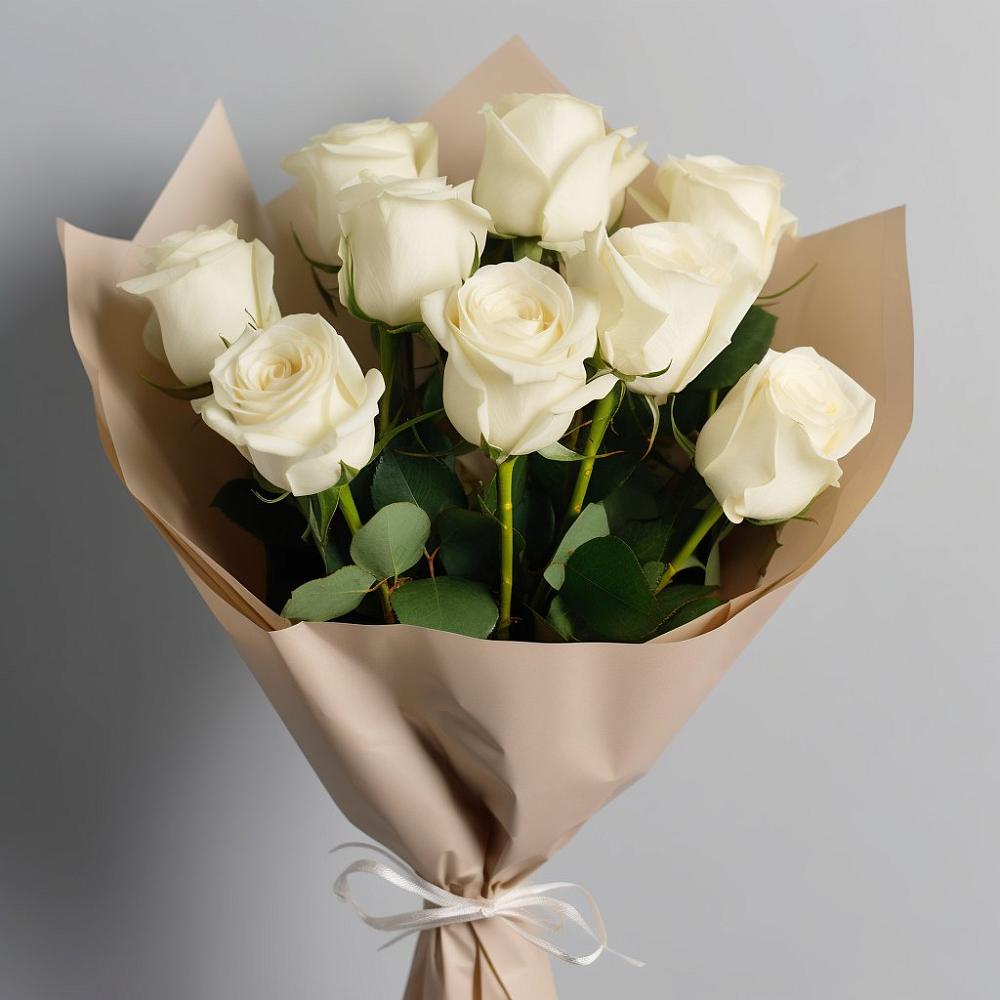 Букет 9 Белых роз Эдлесс Лав в Подгородней Покровке