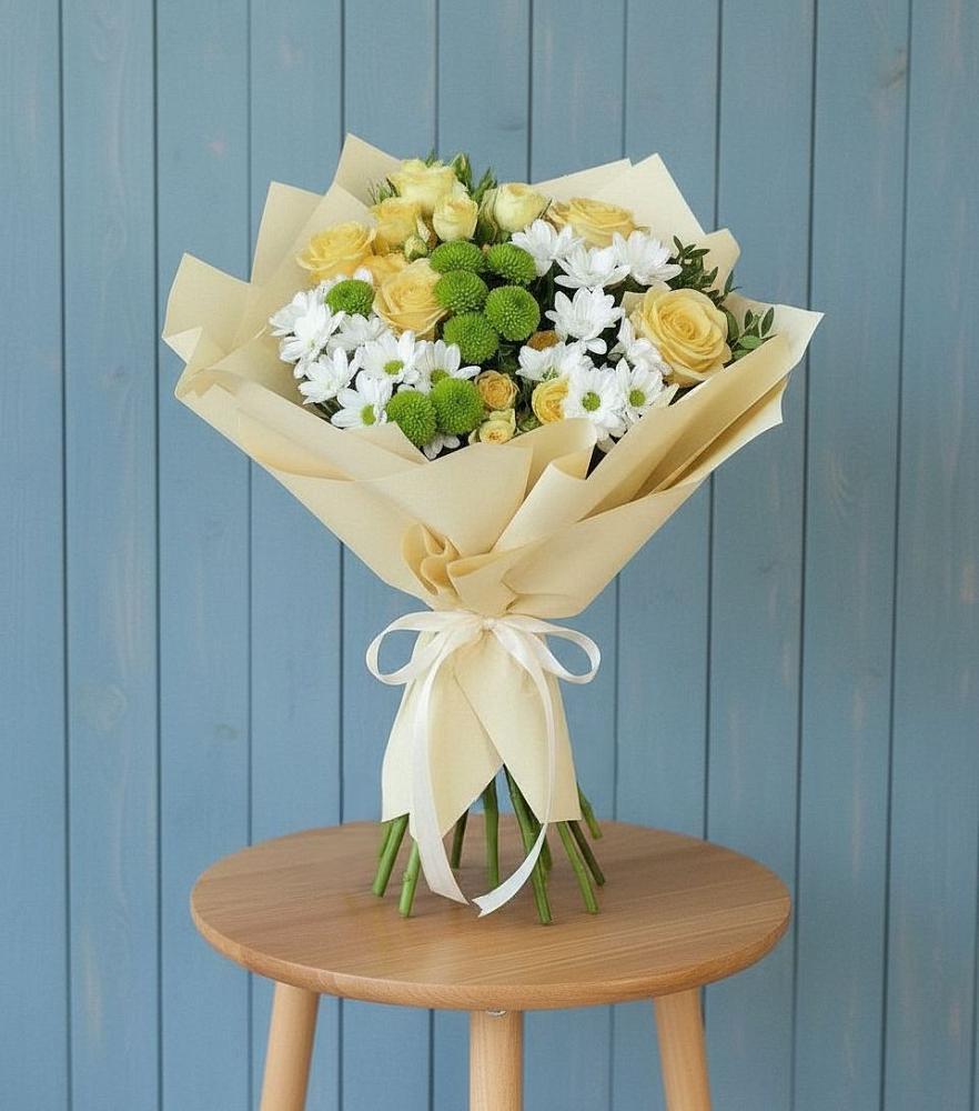 Букет цветов из: Хризантемы и Розы в Подгородней Покровке