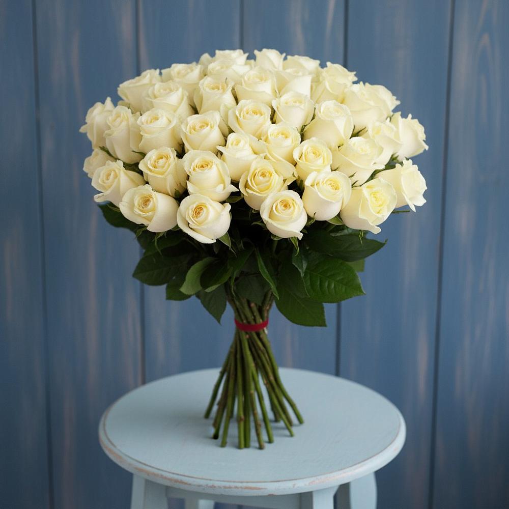 Букет 51 Белая роза Эдлесс Лав в Подгородней Покровке