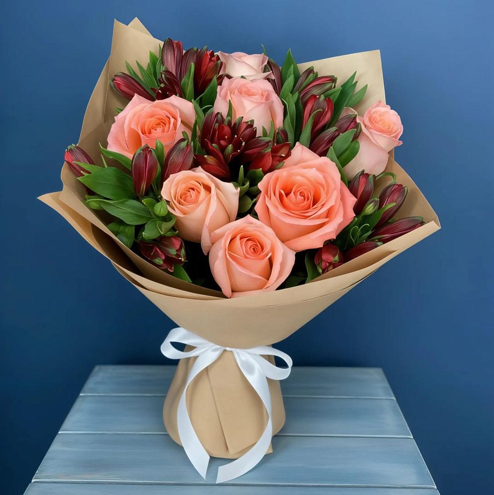 Букет цветов из: Розы и Альстромерии в Подгородней Покровке