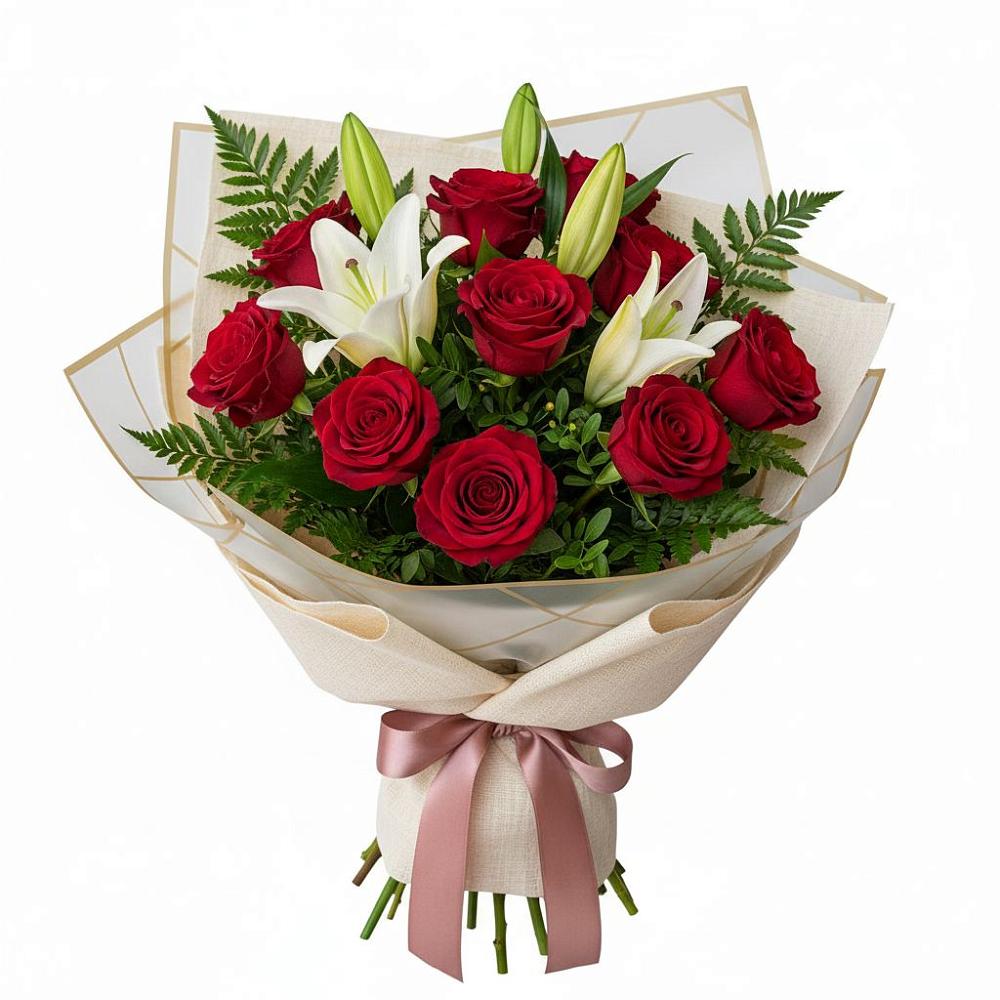 Букет цветов из: Лилии и Розы в Подгородней Покровке