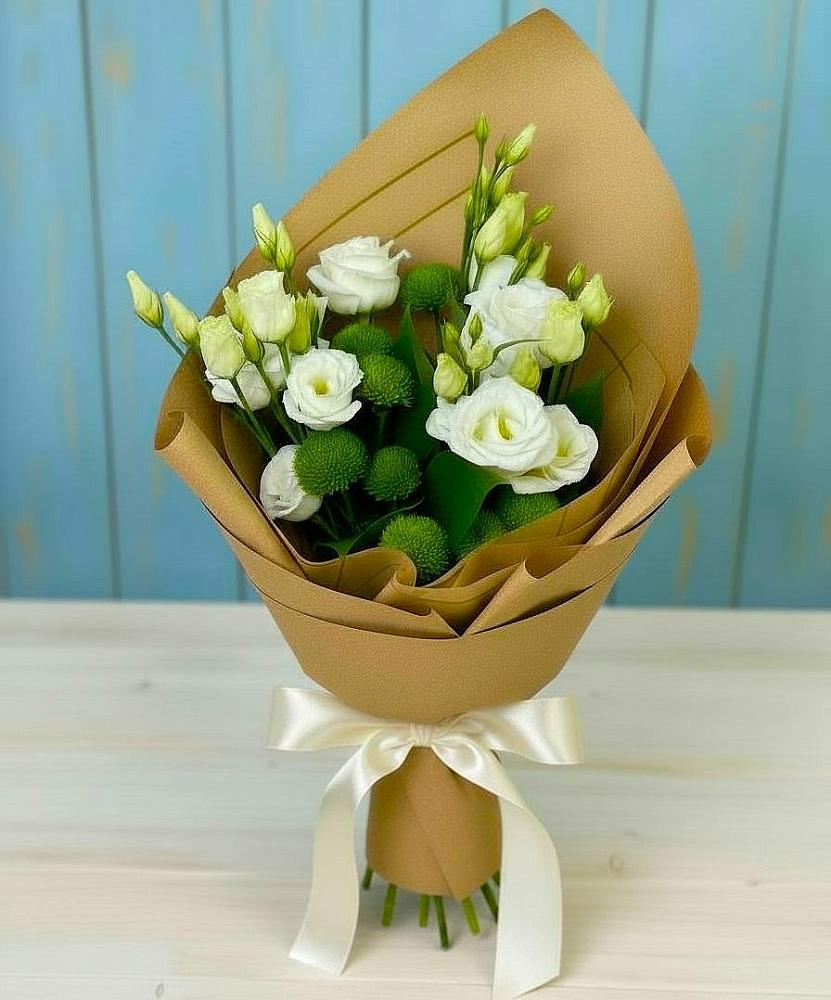 Букет цветов из: Хризантемы и Лизиантусы в Подгородней Покровке