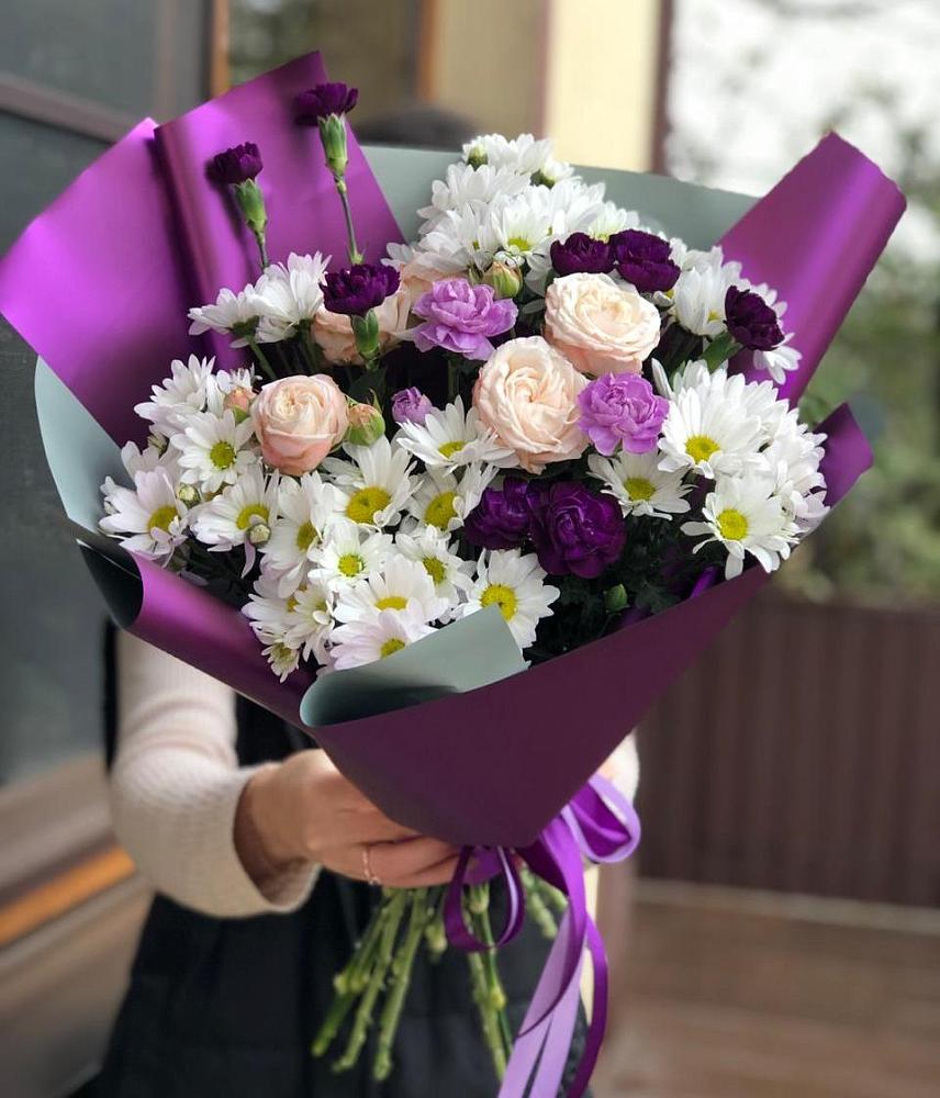 Букет цветов из: Хризантемы, Гвоздики и Розы в Подгородней Покровке