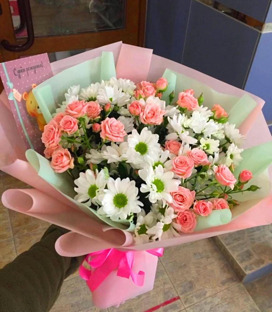 Букет цветов из: Розы и Хризантемы в Подгородней Покровке