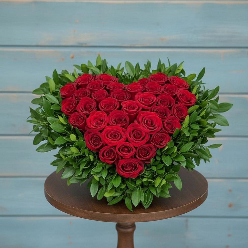 Цветочная композиция из Розы в виде сердца в Подгородней Покровке