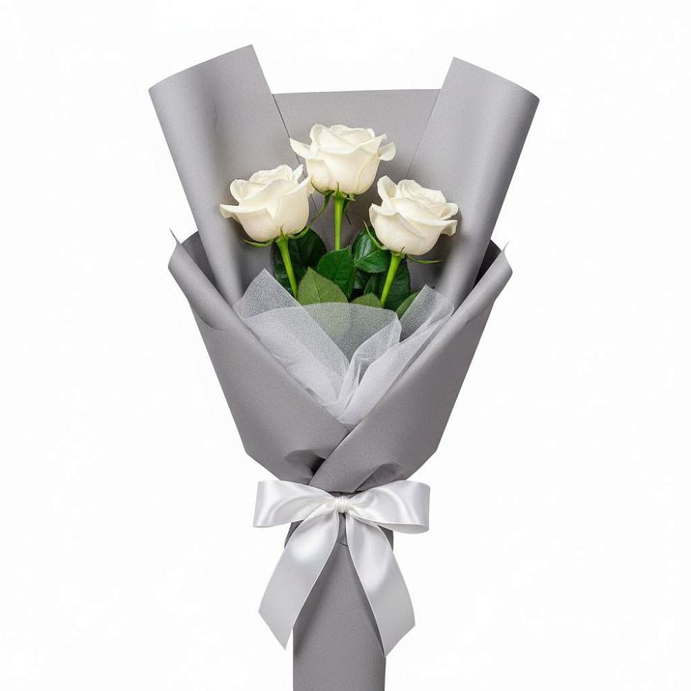 Букет 3 белые розы в Подгородней Покровке