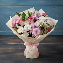 Букет цветов из:  Хризантемы, Альстромерии и Розы в Подгородней Покровке