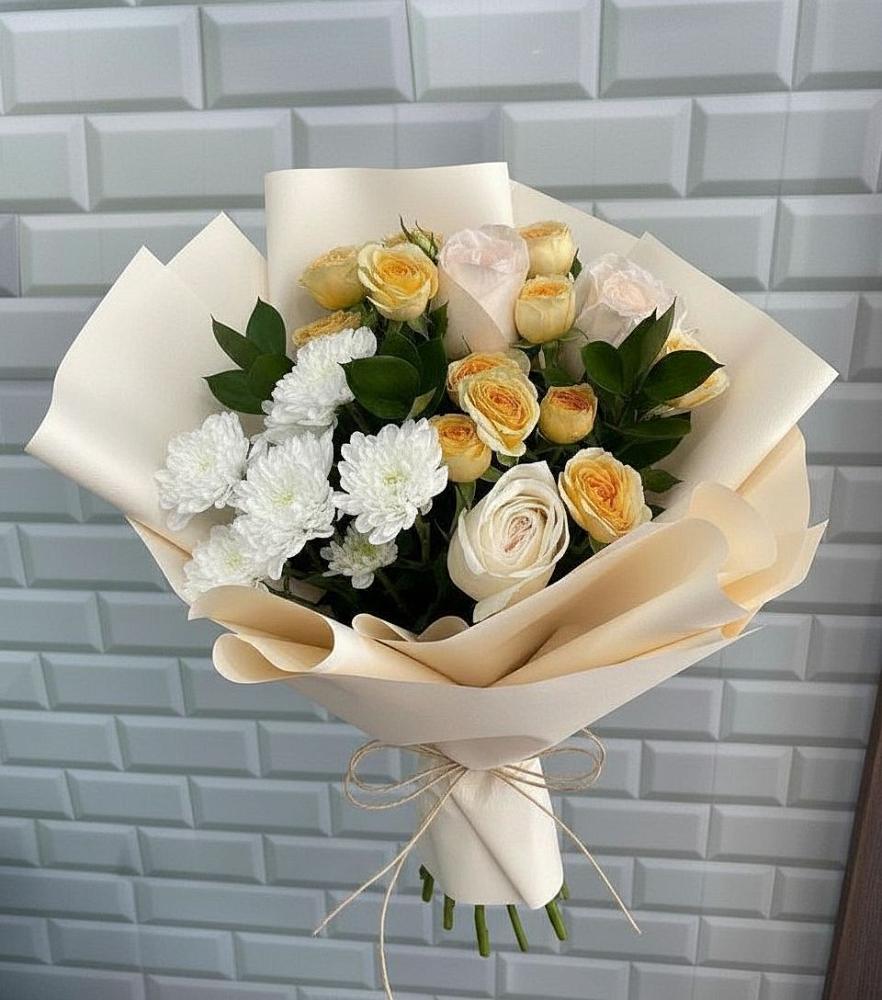 Букет цветов из: Розы и Хризантемы в Подгородней Покровке