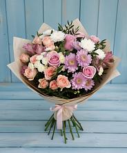 Букет цветов из:  Хризантемы, Розы и Альстромерии в Подгородней Покровке
