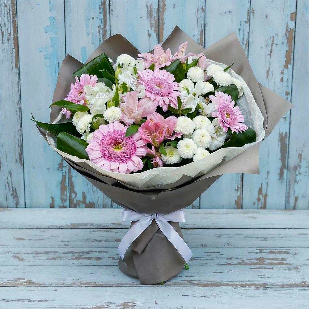 Букет цветов из: Герберы, Альстромерии и Хризантемы в Подгородней Покровке