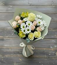 Букет цветов из:  Альстромерии, Розы и Хризантемы в Подгородней Покровке