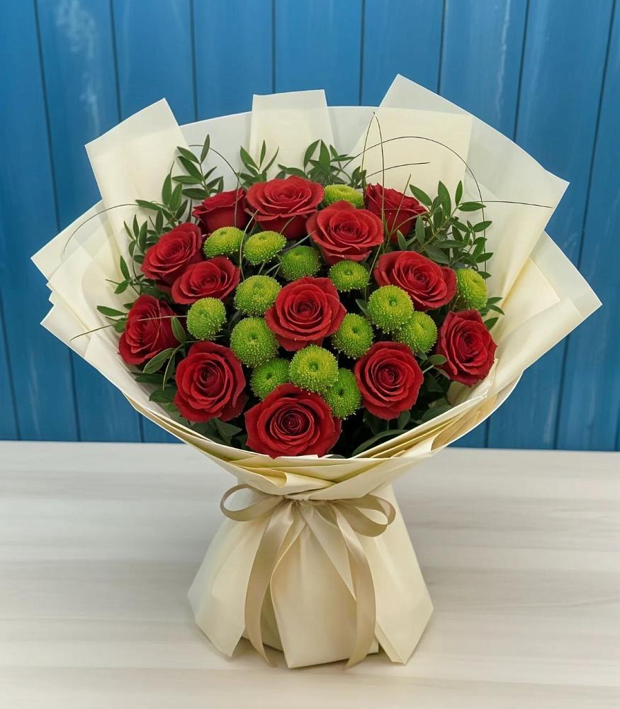 Букет цветов из: Розы и Хризантемы в Подгородней Покровке