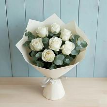Букет Белые розы в Эвкалипте в Подгородней Покровке