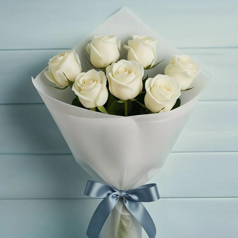 Букет 7 Белых роз Эдлесс Лав в Подгородней Покровке