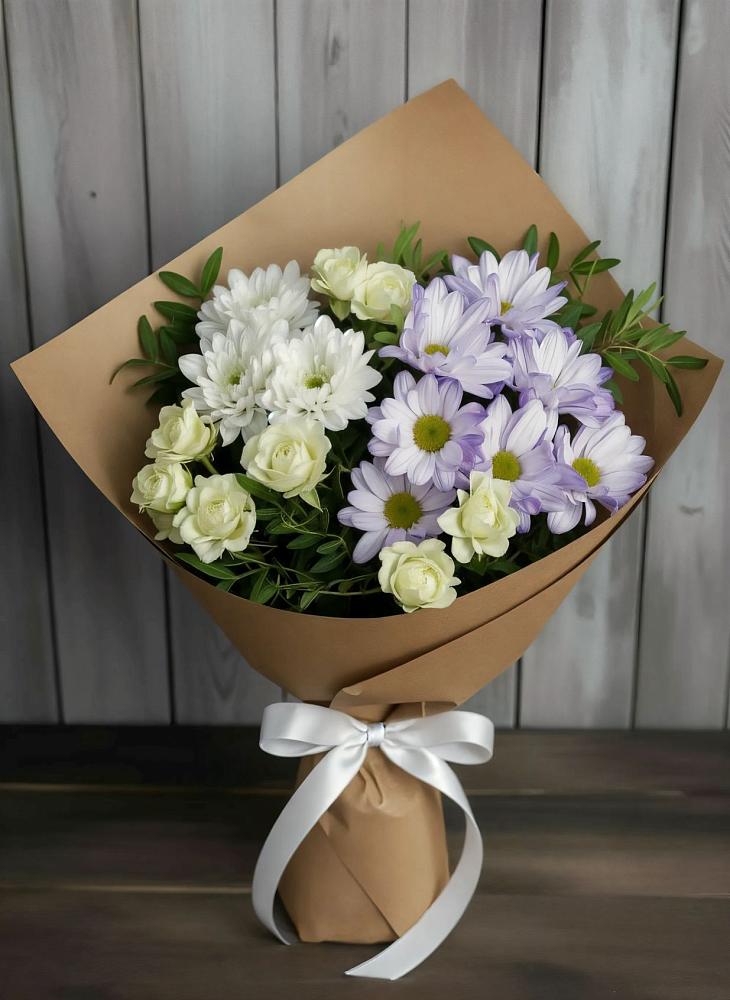 Букет цветов из: Хризантемы и Розы в Подгородней Покровке